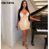 Women Rhinestones Drilling Mesh See Though Patchwork Midi Mini Dress Crystal Party Dresses Night Out Robes Vestidos