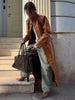 Brown Crocodile Embossed Faux Leather Trench Coat Lapel Single Breasted Straight Front Pockets Jacket Women Autumn Winter Fits