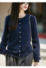 Winter Women's Clothing Tops Brushed Wool Cardigans O Neck Yellow Warm Causal Sweater Soft Solid Knitted Coats B1713005