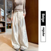 Korean White Corduroy Wide Leg Pants Women Autumn Loose Long Pants with Pockets Woman Daily Wear High Waist Casual Trousers