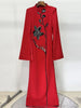 High Street Designer Party Vestido Women's Flowers Beaded Diamonds Beaded Slit Sleeve Long Maxi Dress