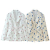 Women Blazer Lace-up Blazer for Women Printed Lapels Ladies Blazer Top Elegance Chic Women Coat