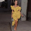 Women Edible Tree Fungus Tierred High Low Asymmetrical Ball Gown Dress Sexy Club Party Evening High Street Dresses