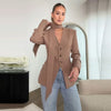 Elegant V-Neck Women's Blazer Full Sleeve Slim Single-Breasted Lady Coats With Streamer Spring Chic Female Streetwea