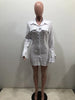 Women Single Breasted Turn-down Neck Shirt Style A-line Bodycon Long Sleeve Dress