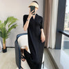 Pleated Long Sleeve V-neck Dress Women Spring Korean Designer Casual Black Dresses Elegant Aesthetic Clothes