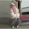 Winter Puffy Warm Women's Padded Coat Detachable Hooded Full Sleeve Zip-up Cropped Cotton Coats Lady Solid Thicken Jacket