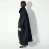 Chic Stand Collar Long Woolen Coats Women Loose Puff Sleeve Single Breasted Solid Warm Overcoat Autumn Winter Lady Outwear