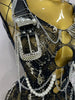 Stock Sexy Pin Decoration Fringe Beading Short Party Dress Women Hollow Out Nightclub Performance Singer Costume