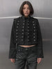 Y2K Retro Hussars Jacket Stand Collar Double Breasted Button Cropped Jacket Napoleon Old Money Blk Denim Jacket Women Boxy Coat
