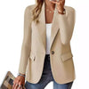 Women's Business Blazer Long Sweater Cardigan Lapel Long Sleeve Solid Button Casual Elegant Jacket Coat Loose Outwear