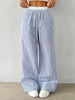 Women's Casual Striped Woven Wide Leg Pants Fall Winter Casual Stylish Full Length Trousers Y2K Clothes Streetwear