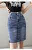 Autumn Plus Size Skirt For Women High Waist Large Size Slit Black Or Blue Jeans Skirts Korean Slim Jupe Femme