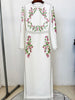High Street Designer Party Vestido Women's Long Sleeve Beaded Maxi Long Dress