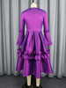Stylish A Line Dresses for Women O Neck Long Flare Sleeve 3D Flower Ruffles Midi for Party Weddings and Special Events