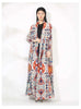 Niche Printed Windbreaker Women's Loose Oversized Long Sleeved Pleated Trench Cardigan Long Coat 2DB2481