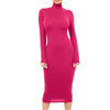 Winter Black Turtleneck Sexy Women Dress Autumn Long Sleeve Skinny Midi Boydcon Casual Blue Plush Knee-Length Party