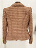 High Street A/W Designer Jacket Women's Classic Lion Buttons Tassel Fringed Tweed Blazer