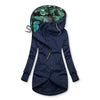 Women's Long-Sleeve Hooded Jacket with Zipper in Solid Color Print