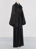 Chic Prom Robe for Women Scarf Collar Lantern Sleeve High Waist Temperament Pleated Evening Dress Female Clothes
