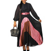 Elegant Women Dresses Bow Collar Full Sleeve Belt Waisted Ankle Length Ladies Birthday Party Dinner Dress Cloth