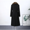 Elegant Faux Fur Wool Long Coat Women Solid Full Sleeve Lapel Patchwork Waist-closed Slim Coats Female Winter Outwear