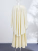 Women Beige Pleated Cape Set Loose Long Sleeved Ruffles Blouse A-line Maxi Flowy Skirt Chic Formal Evening Party Outfit