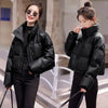 Solid Color Windproof Cropped Puffer Jacket Women Winter Thick Short Coat Warm Coat Fluffy Parka Vintage Tops Women's Clothing