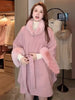 8 Colors Women Mantle Winter Faux Fur O Neck Poncho Cardigan Overcoat Outer Loose Capes Cloak Big Pendulum Oversize Belt Coat