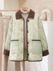 Female Padded Jacket Korean Loose Flip Collar Corduroy Diamond Grid Jacket Women Winter Short Lightweight Cotton Coat