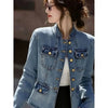 Women's Denim Jacket Spring Autumn Stand-up Collar Comfortable Lady Outerwear Long Sleeve Temperament Ladies Cowboy Coat