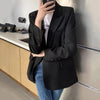 Vintage Double-Breasted Suit Jacket Female Solid Casual Long Sleeve Notched Blazer Ladies Korean Design Sense Blazers Outwear