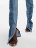 Women's Jeans Slim Deconstruct Panelled Patchwork High Waist Split Blue Long Denim Pants Spring 1DF2575