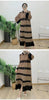 Lace Patchwork Pleated Dress For Women Lapel Long Flare Sleeves Color Block Elegant Party Clothing 32A431