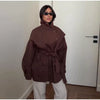 Oversized Tie-Waist Cropped Trench Coat Drop Shoulder Autumn Women Modern Edgy Outerwear Chic Lady Streetwear Coat