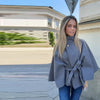 Women's Poncho Coats Vintage Stand Collar Belt Button Lace Up Full Sleeve Overcoat Female Autumn Lady Streetwears