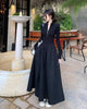 Black Long Dresses for Women Korean Simple High Waist Zipper-Up Turtleneck A-Line Dress Ladies French Style High Street Vestidos