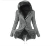 Women Parkas Hooded Long Sleeve Slim Fit Coats Button Solid Zipper Splice Parka Tight Wait Outerwear Thick Warm Fur Collar