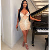 Women Rhinestones Drilling Mesh See Though Patchwork Midi Mini Dress Crystal Party Dresses Night Out Robes Vestidos