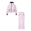 Women Pocket Long Sleeve Zipper Hooded Skiing Cotton-padded Drawstring Jacket+High Waist Casual Winter Pant Set