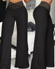 Women's Hollowed Out Waist Belt High Waisted Large Size Pants Casual Straight Tube Loose Wide Leg Pants