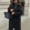 Casual Woolen Women Coat Doube-Breasted Turn-Down Collar Long Sleeve Female Coats Autumn Winter Chic Lady Outwear