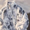 Women's Tie Dye Lamb Fleece Jacket Autumn Winter Zipper Outerwear Warm Plush Jackets Harajuku Casual Loose Female Thick Coat