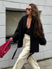 Chic Black Lace Up Jackets With Belt Women V-neck Long Sleeve Lace Up Loose Coats Autumn Casual Street Daily Outerwear
