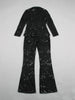 High Street Designer Runway Suit Set Women's Single Button Guipure Lace Blazer Flare Pants Set