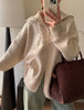 Double Zipper Turn-Down Collar Knitted Cardigan coat for women chic Thickened Loose lapel sweater jackets 26D5571