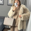 Thick Cotton Winter Fur Coat Women Suit Collar White Medium Long Fox Fur Overcoat Fury Plush Jacket