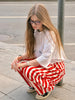 Vintage Contrast Striped Coat Pants Suit Women Chic Zipper Elastic Waist Button Lantern Trouser Suit Autumn Daily Street Outfit