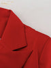 Loose Red Office Women's Two Pieces Set Elegant Long Sleeve Blazer With High Waist Slit Long Skirt Set Female