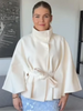 Women Solid Batwing Sleeve Outerwear Casual Stand-up Collar Waist Loose Long Sleeves Lady Jacket Lady Autumn Coats